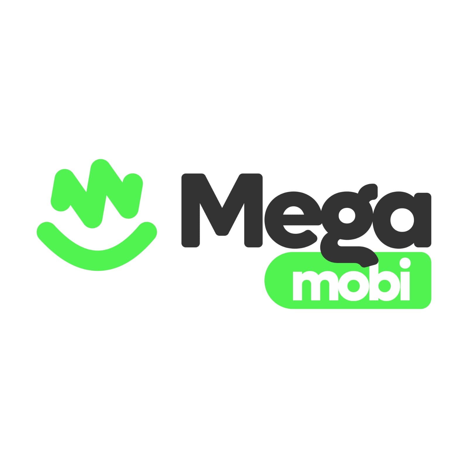 Fachada da Mega Mobi com a identidade visual da empresa.